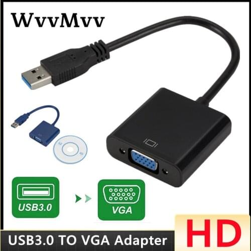 WVVMVV HD USB 2.0/3.0 To VGA Multi-Display Adapter Converter External Video Graphic Card Portable USB To VGA Converter
