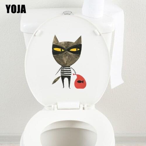 YOJA 15.1*22.6CM Personality Cat Wall Sticker Toilet Decal Children BedRoom Home Decor T3-0421