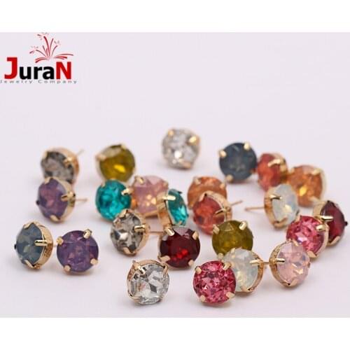JURAN Fashion Simple Geometric Statement Rhinestones Earrings ethnic Jewelry Vintage Cute Crystal Stud Earrings Brincos