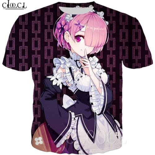 Funny T Shirt Men Women Anime Cute Girl Re:Zero Rem Ram 3D Printed T-shirts Casual Harajuku Style Tshirt Streetwear Fashion Tops