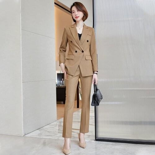 High Quality Fabric Women Formal Business Suits Elegant Red OL Styles Pantsuits for Ladies Office Work Wear Interview Blazers