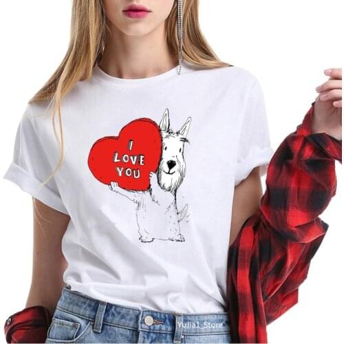 T-shirts for women harajuku kawaii Scottish Terrier animal print tee shirt femme summer cute tops dog lover t shirt