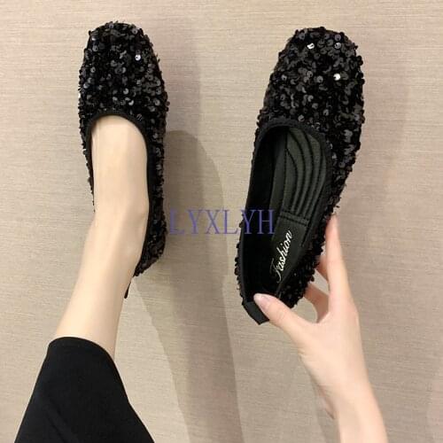 Elegant Womens Leather Shoes Comfort Autumn Casual Female Sneakers Square Toe Flats Comfortable Boat Moccasin Fall New Glitter