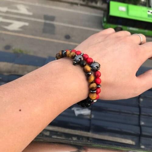 Tiger eye beads bracelet wolf bracelets for women stone pulseras pulseira jewellery bileklik moda masculina mens braclets