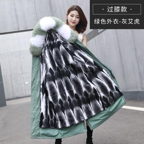 Winter Real Rabbit Fur Coat Womens Real Fur Parkas Personality Jacket Colorful Raccoon Fur Hooded Female Cotton New Korean Coat