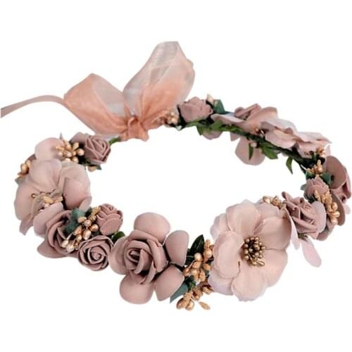 1 Pcs Hair Hoop Trendy Flower Headdress Bridal Flower Crown Headpieces Boho Garland Floral Hairband Wholesale Dropshipping