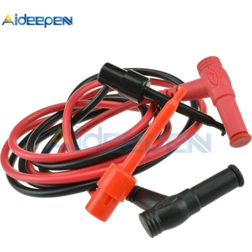 1Pcs Banana Plug To Test Hook Clip Probe Cable For Multimeter Test Equipment Black Red Silicone Material