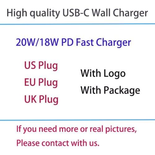 10Pcs/Lot 20W 18W PD Fast Charger For Phone 12 Pro Max USB C C2L C2C Adapter US EU UK Plug Travel Charger For 11 for Sam Sug