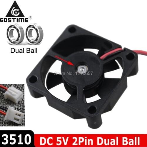 10pcs LOT Gdstime Mini DC 5V 35mm 35x35x10mm 3510 Dual Ball Bearing Brushless Cooling Cooler Fan 2Pin
