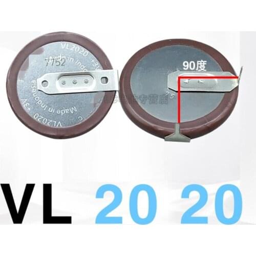 10PCS VL2020 with 2 Pin Vertical 90 Degrees Legs Lithium Button Coin Cell Rechargeable Batteries
