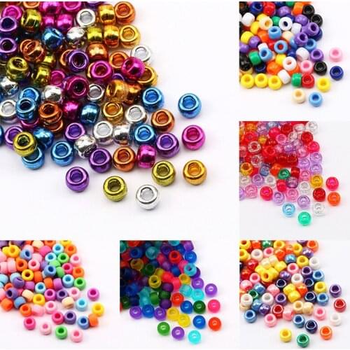 100/200/300Pcs Mixed Big Hole Acrylic Beads Matte Round Loose Spacer Beads for Jewelry Making Handemade DIY Necklace Bracelet