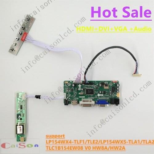 15.4 Inch lcd display full kits support HDMI/DVI/VGA/AUDIO for LP154WX4-TLF1/TLE2/LP154WX5-TLA1/TLA2/TLC1B154EW08 V0 HW8A/HW2A