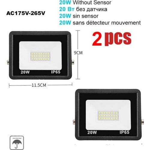 2 pcs 220V 10-100W LED FloodLight Spotlight Exterior Street wall reflector Lamp Led Light PIR Motion Sensor LED Lampada Decorati