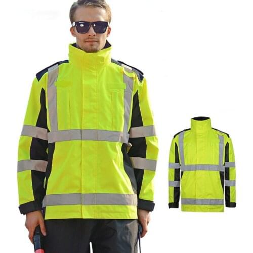 Hi Vis 2 In 1 Jacket Coat Windproof Waterproof Cycling Jacket Bike Bicicleta Motocross Windcoat Winter Warm Fleece Raincoats