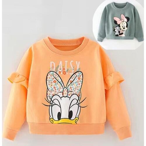 2021 Girls Cotton Sweater Terry Material Polka Dot Spring and Autumn Fashion Cartoon Sweater Girl Baby Embroidered Sweater