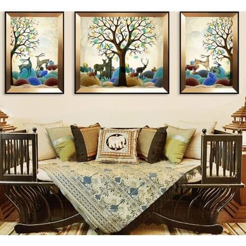 3pcs Deer Feather Posters Landscape Painting Wall Art Canvas Prints Fashion Room Bedroom Modular Pictures Home Decor Flower