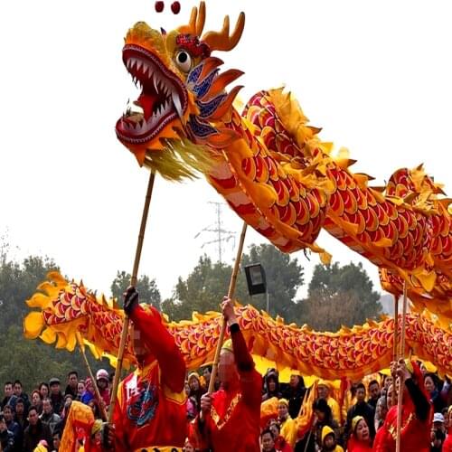 4m Dragon Dance Costume 4 Player Student SZ 5 Children Play Party Performance Parade Folk Parad Smart Stage Chinese Mascot