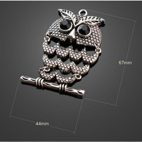 Wholesale 50pcs 67x44mm Vintage Silver Tone Animal Bird Night Owl Charms Jewelry DIY Findings Fit European Bracelet