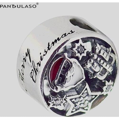 925 Sterling Silver Jewelry Santa Claus Gfit Charms Bead Fit Silver Charm Bracelet for Women DIY Jewelry Winter Collection FL656