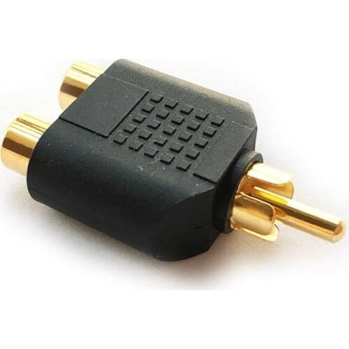 AV 2x RCA Y Splitter 1 Male Plug to 2 Female Jack Adapter Audio Cable Converter Gold