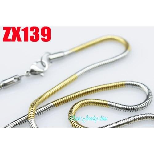 16"-38" length golden color stainless steel necklace 2.4mm round snake chain fashion mens women jewelry 20pcs ZX139