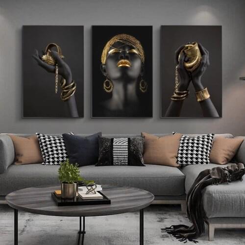 Black Hands Holding Silver Jewelry Wall Art Posters And Prints Modern African Art Canvas Paintings Home Wall Decorative Pictures