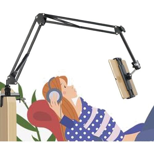 Phone Holder Tablet Stand in bed desk Mount Adjustable Lazy Cellphone Clip Aluminum Arm for iPhone 11 Pro XS Max XR X for iPad