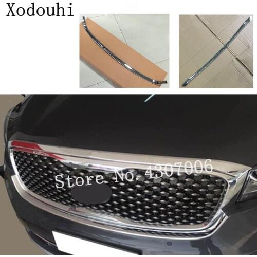 Car Body Cover Detector ABS Chrome Trim Front Up Upper Down Racing Grid Grill Grille For Kia Sorento 2015 2016 2017