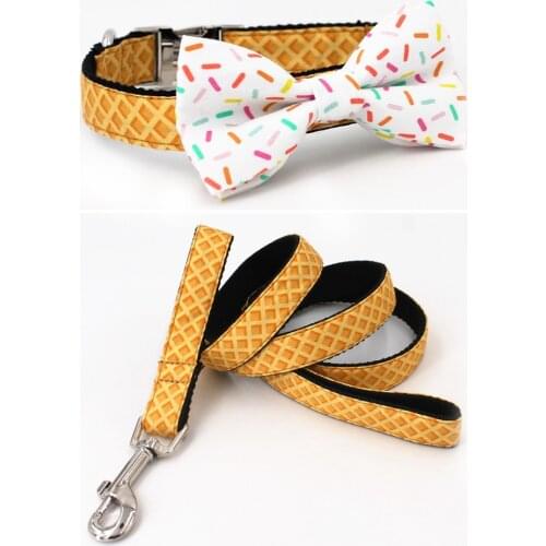 New Designer Dog Collars With Sprinkles Bow for Big Small Dogs Cone Pattern Soft Pet Padded Dogs Collar