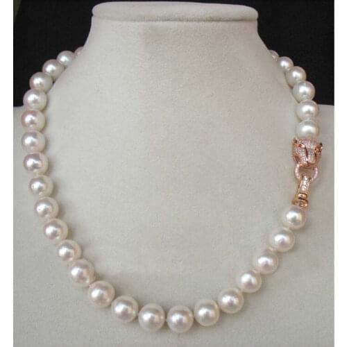 Long 18"10-11mm Genuine white akoya pearl necklace r a(5.18)
