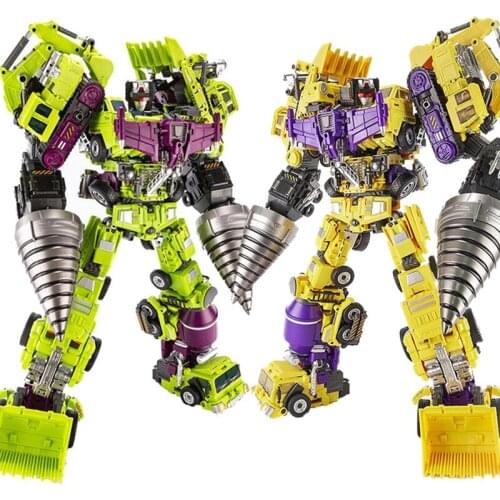 JinBao New 6 IN 1 Big 50cm Devastator Transformation Boy Toys G1 GT Excavator Hook KO Action Figure Robot Car Model Kid Gift