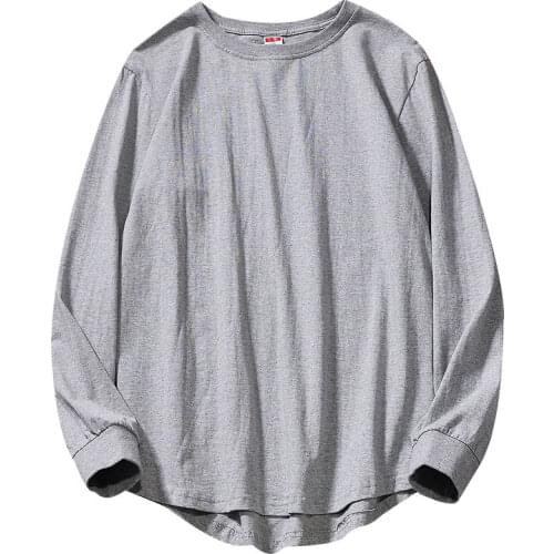 Mens Spring Autumn Casual Solid T Shirt Men Oversize O-neck Long Sleeve T-shirts Loose Tee Shirt Men Tops 7 color