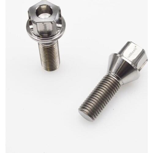 Silver M12*1.5*28 Gr5 titanium wheel hub anti-theft bolt with cone seat for BMW
