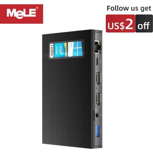 MeLE 4K Intel Celeron J4125 Quad Core Pocket Mini PC 8GB 128GB Windows 10 Pro Fanless Gaming Computador Support Linux, Ubuntu