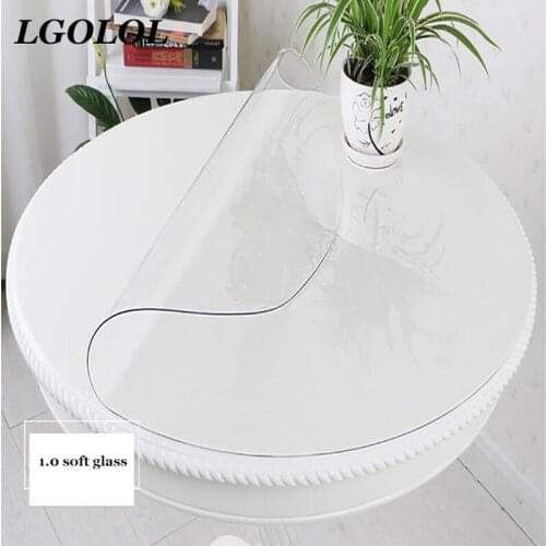 LGOLOL 1.0 mm thick round tablecloth, sizes for home, dining room, transparent disposable PVC tablecloth, waterproof tablecloth
