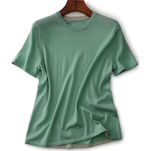 Summer new style, icy tops, high-end sharp goods, white and stunning colors. Shiny silk flashing wool knit T-shirt