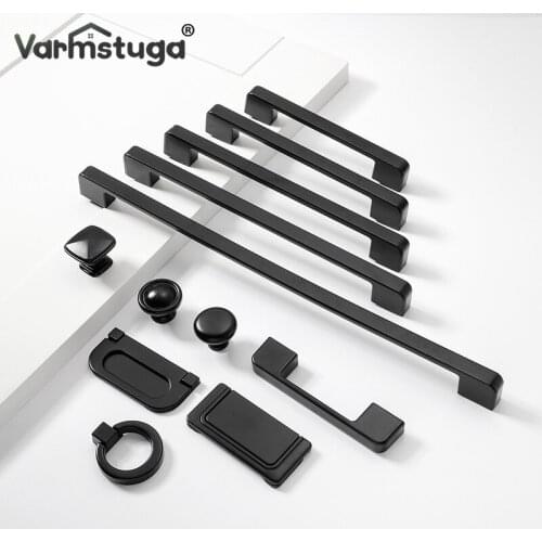 American Style Matte Black Cabinet Handles Solid Aluminum Alloy Kitchen Cupboard Pulls Drawer Knobs Furniture Handle Hardware