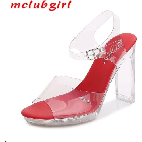 MCLUBGIRL Catwalk Mannequin Shoes Flat Heel Sexy Black Platform 11cm High Heel Sandals for Women Summer LFD-9053-7A