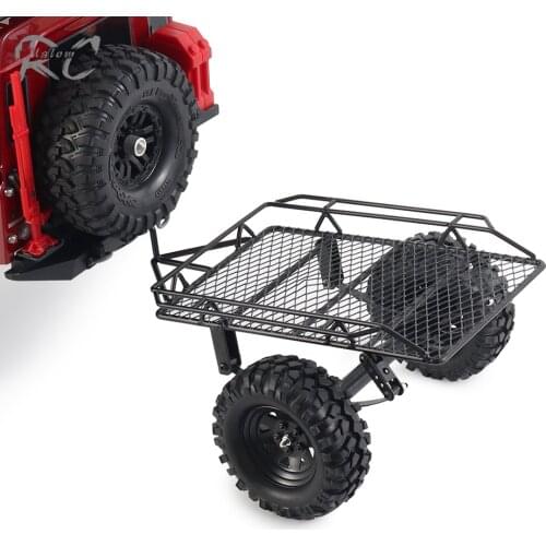 Metal 2 Wheel Hauler Trailer with Hitch Mount for 1/10 RC Crawler Car Traxxas TRX-4 Axial SCX10 90046 EX86100 D90 104311 CC01