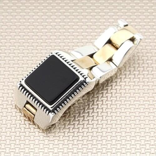 Square Fashion Black Onyx Stone Men Silver Ring Heavy December Birthstone Made in Turkey Solid 925 Sterling Silver