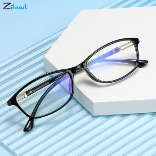 Zilead Small Square Anti Blue Light Glasses Women Men Ultralight Clear Computer Goggle Retro Simply Anti Blu-Rays Eyeglasses