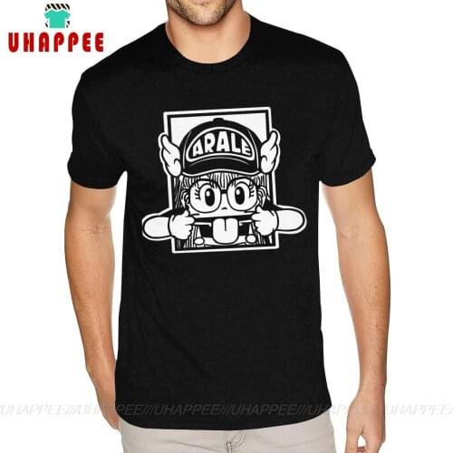 Online Arale Cartoon tshirt Custom Cotton Short Sleeve Male Small Size Black Tees Shirt