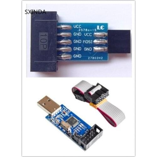 LC-01 10Pin To 6 Pin Adapter Board+ USBASP USBISP AVR Programmer USB ATMEGA8 ATMEGA128 ATtiny/PWM 10Pin Wire Module DIY