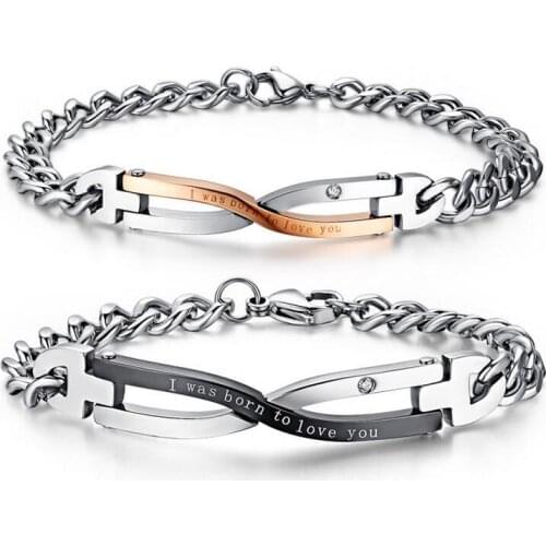 Stainless steel woven bracelet zircon bracelets couple bracelet