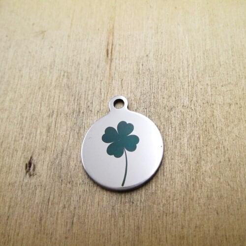 10pcs/lot Clover stainless steel charms Laser Engraved DIY Charms Pendants
