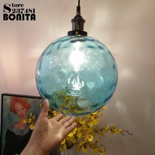 Pendant lamp Copper Water wave glass ball droplight loft Bronze bump spherical light and shadow pendant lighting glass
