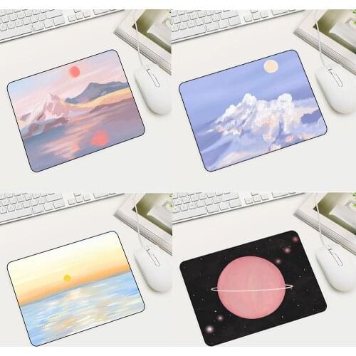 One Drop Shipping Kawaii Mouse Pad Landscape Oil Painting Small Mouse Pad Notebook PC Mini Keyboard Gaming Accessories Desk Mat