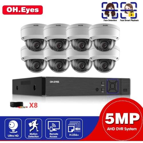 H.265 5MP Security Camera System 8CH AHD DVR Kit 4/8PCS 5.0MP HD Indoor Outdoor CCTV Camera P2P Video Surveillance System Set