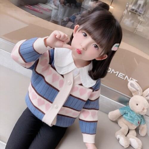 Girls Sweater Babys Coat Outwear 2021 Retro Thicken Warm Winter Autumn Knitting Casual Cardigan Top Cotton Childrens Clothing