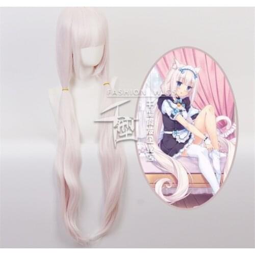 Vanilla Women Long Wig Tender Pink Wig Anime Game NEKOPARA Cosplay Hair Synthetic Cosplay Wig 100cm